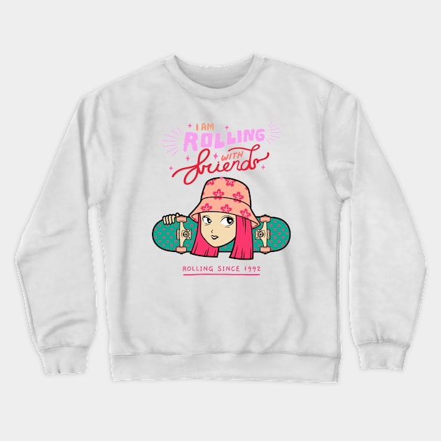 I am rolling with friends Skating Crewneck Sweatshirt by E-Skateboardsgermany